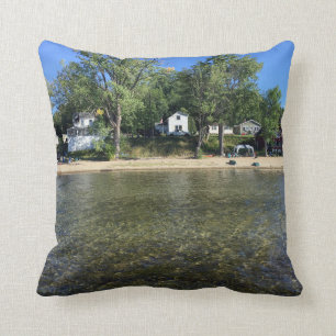 Camp and boat Lake Champlain pillow