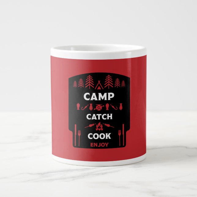 Camp And Catch Fishing  Large Coffee Mug (Front)