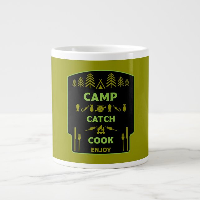 Camp And Catch Fishing Travel  Large Coffee Mug (Front)