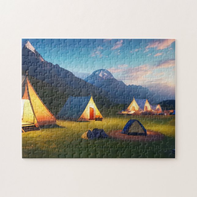 Camp Art Mountainous Campsite 2 Photo Puzzles Inte (Horizontal)