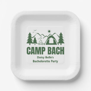 Camp Bach Bachelorette Green Paper Napkin Paper Plate
