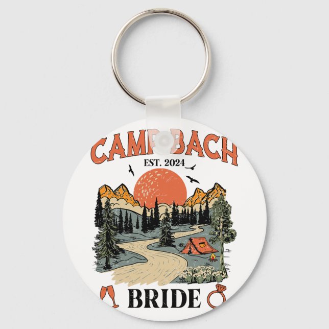 Camp Bach Bride Hiking Camping Bachelorette Party  Key Ring (Front)