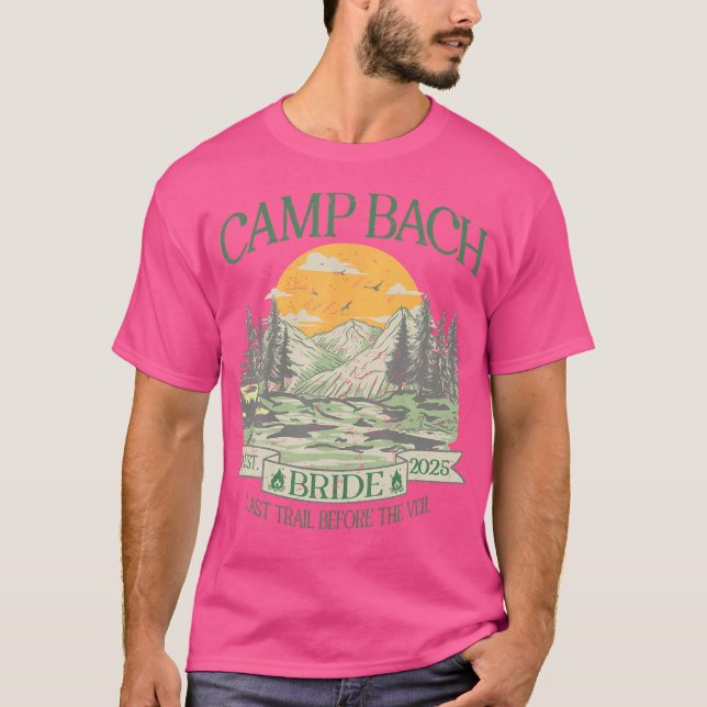 Camp Bach Bride Retro Camping Bachelorette Party 2 T-Shirt (Front)