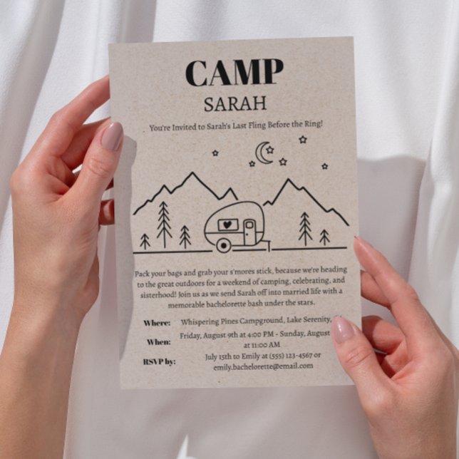 Camp Bachelorette and Weekend Itinerary Invitation (Creator Uploaded)