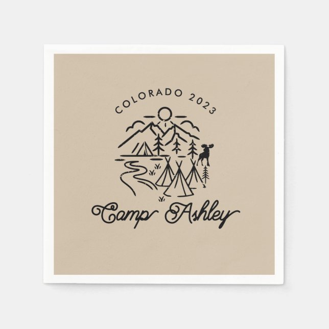 Camp Bachelorette Custom Cocktail Napkins (Front)