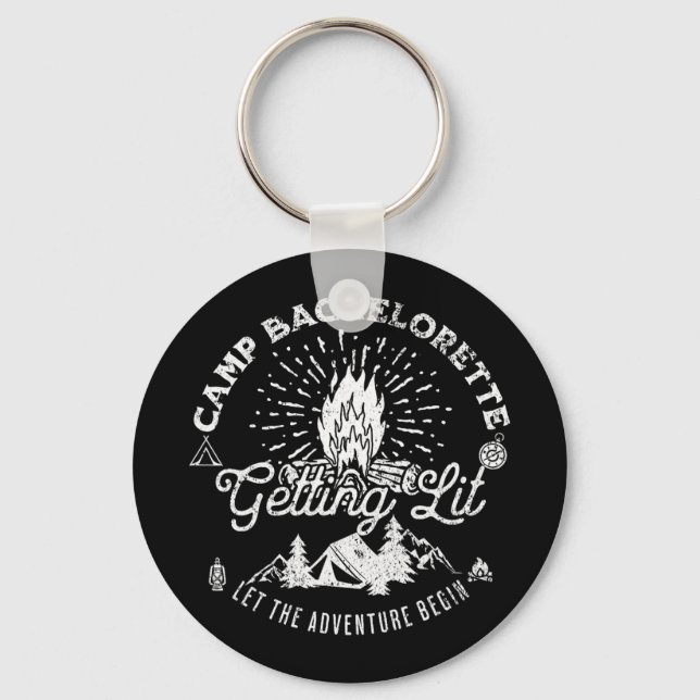 Camp Bachelorette Getting Lit Bride Party Matching Key Ring (Front)