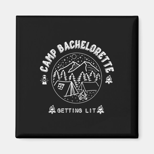Camp Bachelorette Getting Lit Bridesmaid Party Mat Magnet (Front)