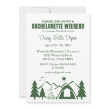 Camp Bachelorette Green Weekend Invitation