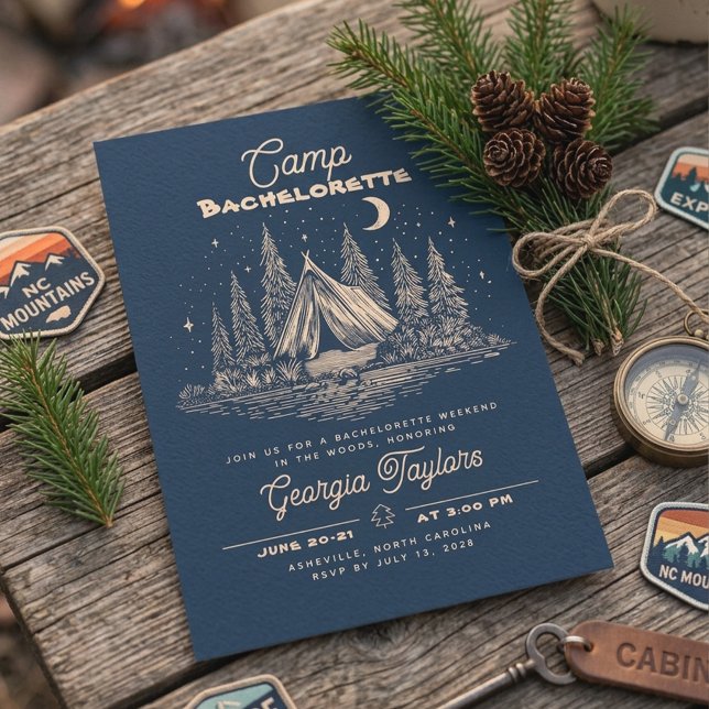 Camp Bachelorette Invitation (Camp Bachelorette Adventures Before Wedding Invite)