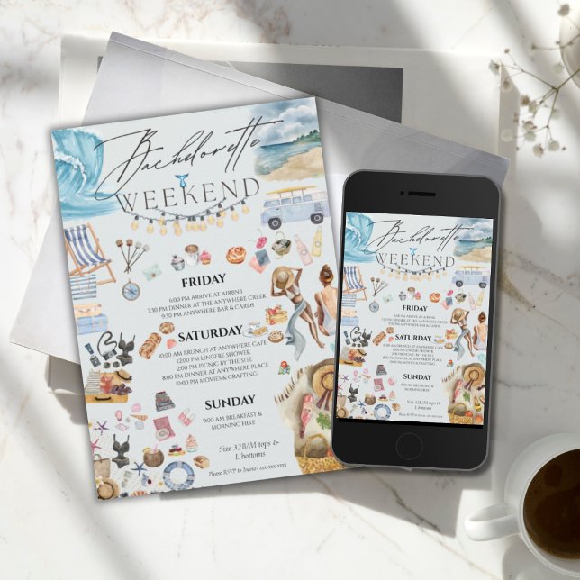 Camp Bachelorette itinerary weekend Invitation (Creator Uploaded)