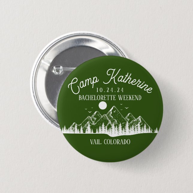Camp Bachelorette Mountain Glamping Weekend Party 6 Cm Round Badge (Front & Back)