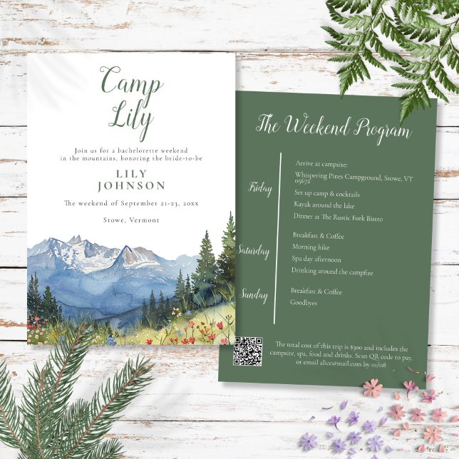 Camp Bachelorette Mountain Hiking Weekend Party Invitation (Camp Bachelorette Mountain Hiking Weekend Party Invitation)