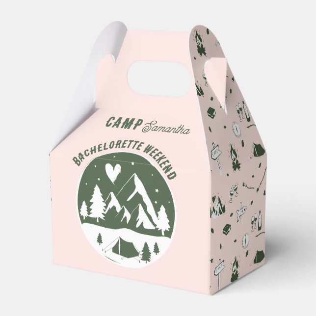 Camp Bachelorette Party Camping Bach Weekend Pink Favour Box (Front Side)