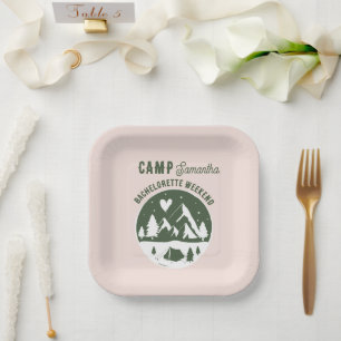 Camp Bachelorette Party Camping Bach Weekend Pink Paper Plate
