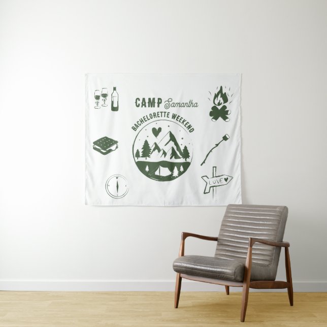 Camp Bachelorette Party Camping Bach Weekend Tapestry (In Situ (Horizontal))