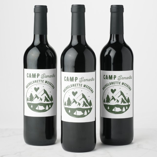 Camp Bachelorette Party Camping Bach Weekend Wine Label (Bottles)