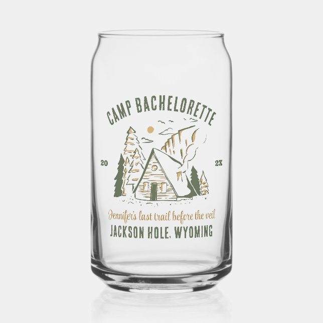 Camp Bachelorette Party Girls Camping Trip Custom Can Glass (Front)