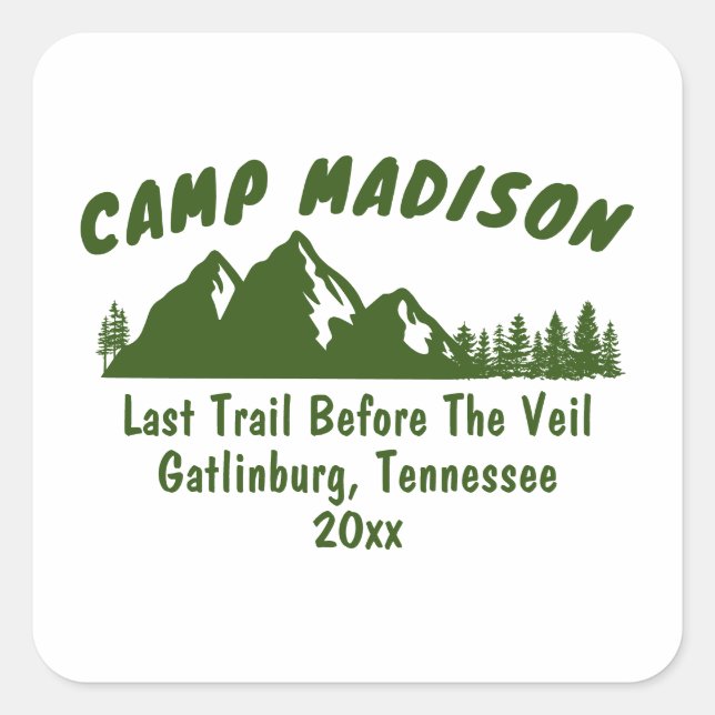 Camp Bachelorette Party Mountain Camping Bach Trip Square Sticker (Front)