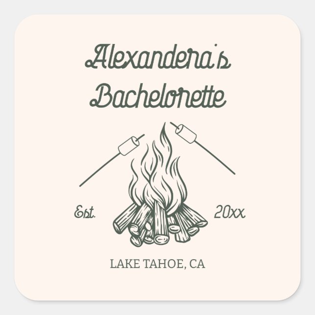 Camp Bachelorette Party  Square Sticker (Front)