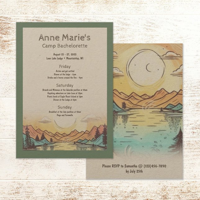 Camp Bachelorette Party Weekend Itinerary Invitation (Creator Uploaded)