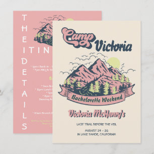 Camp Bachelorette Pink Mountain Girls Weekend Invitation
