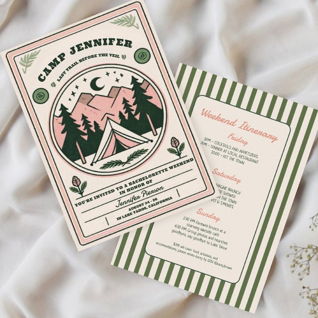 Camp Bachelorette Rustic Woodsy Mountain  Invitation (Creator Uploaded)