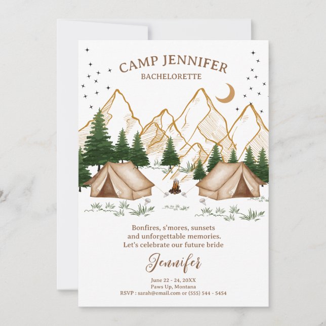 Camp Bachelorette Weekend Adventure Invitation (Front)