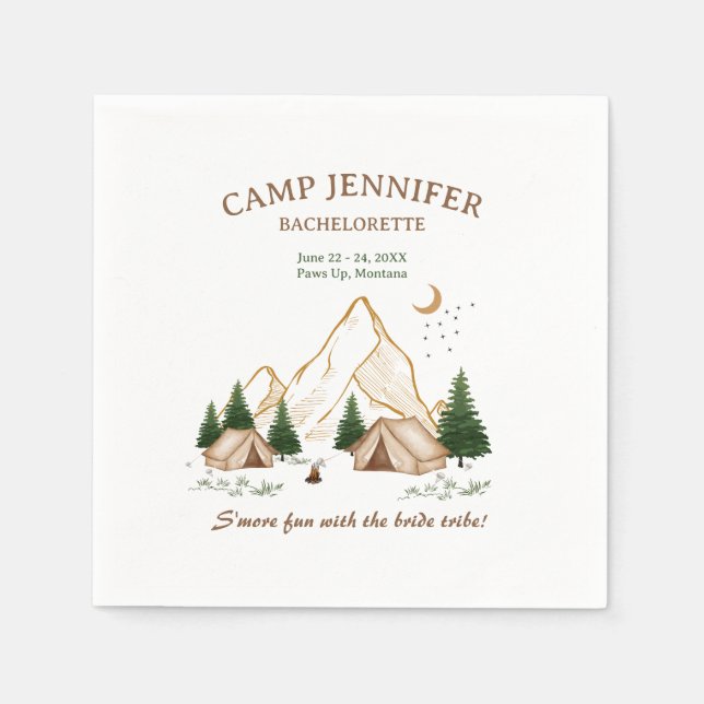 Camp Bachelorette Weekend Adventure Napkin (Front)