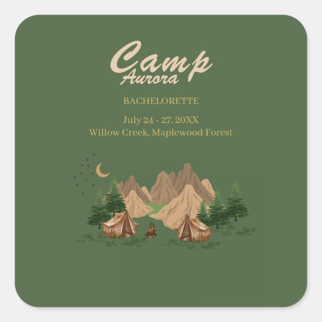 Camp Bachelorette Weekend Adventure Square Sticker (Front)