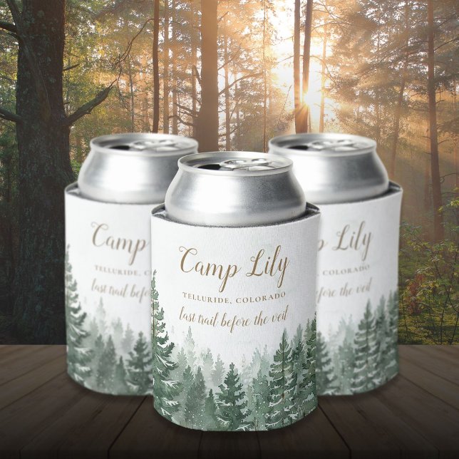 Camp Bachelorette Woodland Forest Weekend Party Can Cooler (Camp Bachelorette Woodland Forest Weekend Party Can Cooler)