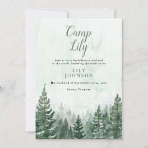 Camp Bachelorette Woodland Forest Weekend Party Invitation