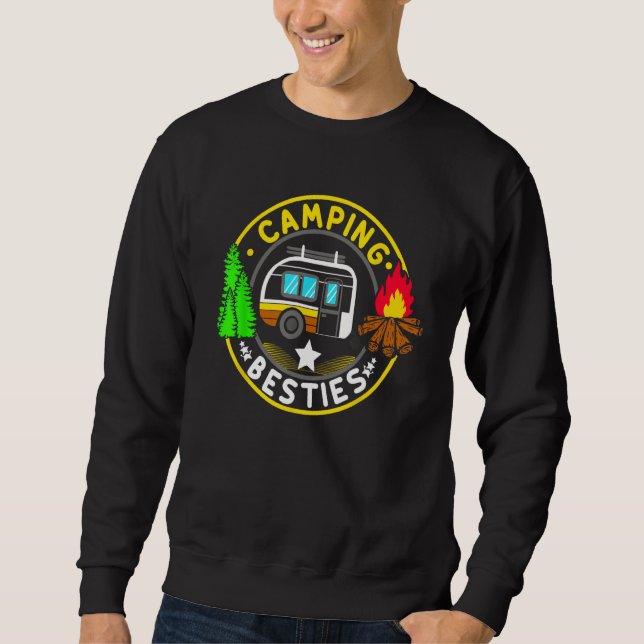 Camp Besties Camping   Happy Camper Sweatshirt (Front)