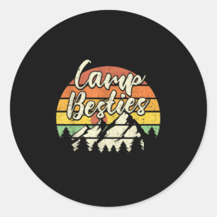 Camp Besties Outdoor Sunset Best Friend Matching C Classic Round Sticker