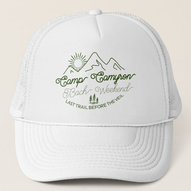 Camp Bride Custom Bachelorette Green  Trucker Hat (Front)