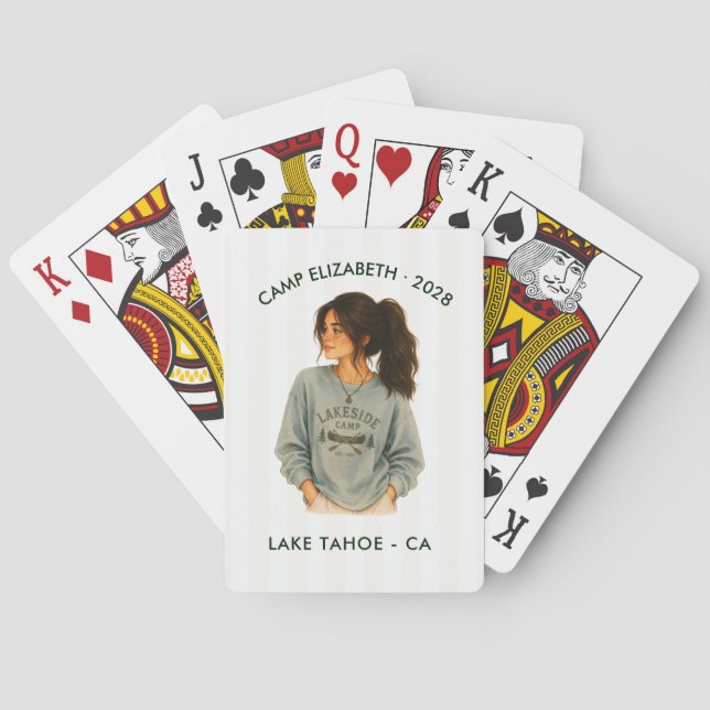 Camp Bride Lakeside Personalised Bachelorette Playing Cards (Back)