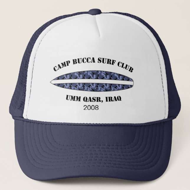 Camp Bucca Baseball cap - blue camo surf club logo (Front)