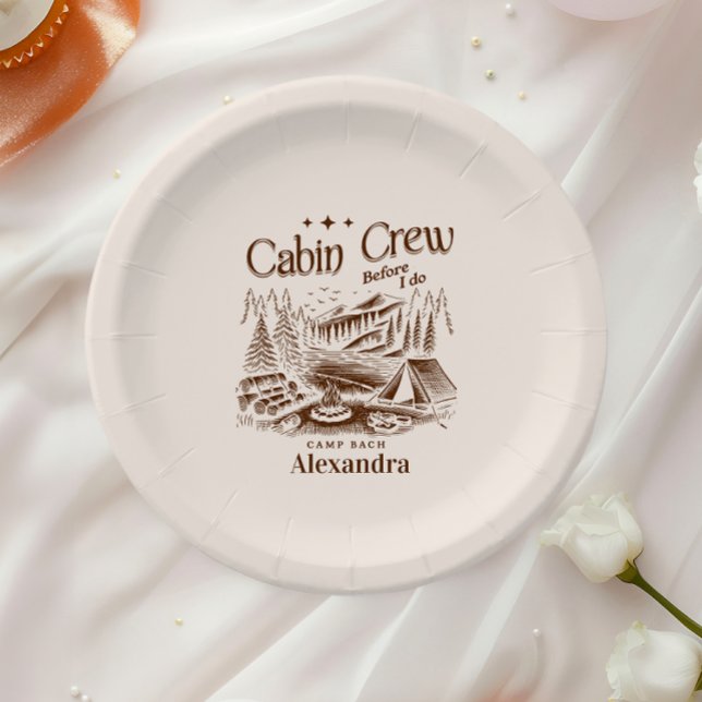 Camp Cabin Crew Before Bachelorette Paper Plate (Creator Uploaded)