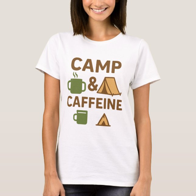 Camp Caffeine Funny Coffee T-Shirt - Coffee Cup  (Front)