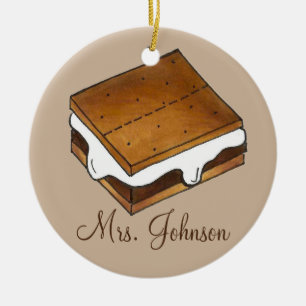 Camp Campfire S'mores Teacher Appreciation Gift Ceramic Tree Decoration