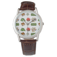 Camp Camping Fire Tent Trail Mix Compass Watch