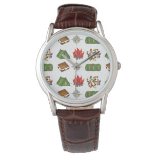 Camp Camping Fire Tent Trail Mix Compass Watch