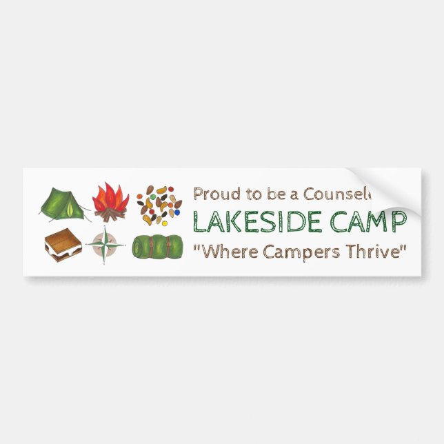 Camp Counsellor Campfire Tent S'mores Compass Bumper Sticker (Front)