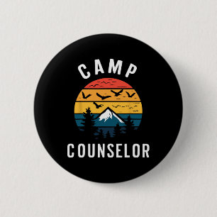 Camp Counsellor Camping Campfire Retro Camp Camper 6 Cm Round Badge