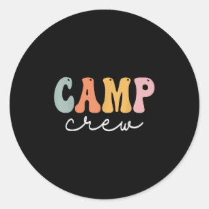 Camp Crew Retro Groovy Vintage Happy First Day Of  Classic Round Sticker