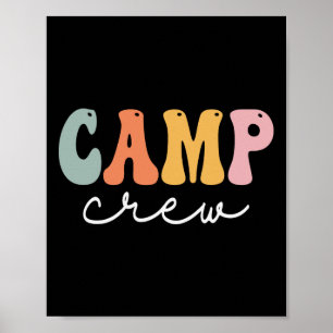 Camp Crew Retro Groovy Vintage Happy First Day Of Poster