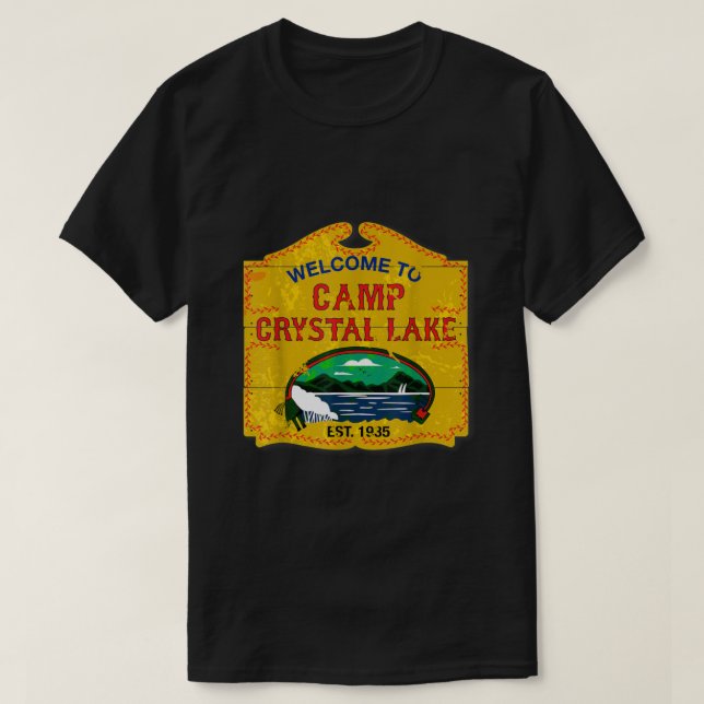 Camp Crystal Lake  Halloween Funny Camping Graphic T-Shirt (Design Front)