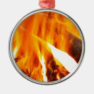 Camp Fire Hot With Wood Christmas Ornament
