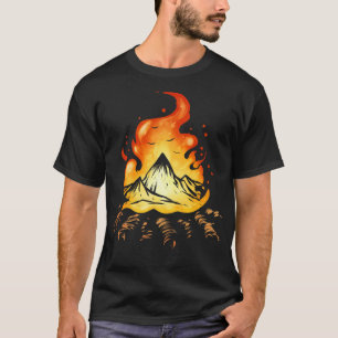 Camp Fire With Mountains On Camping T-Shirt
