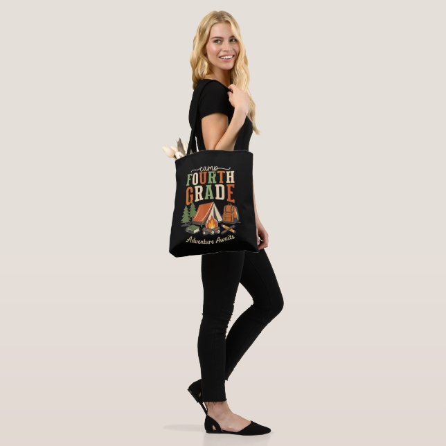 Camp Fourth Grade Adventure Awaits 4th Grade Tote Bag (On Model)