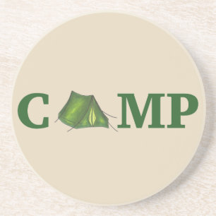 CAMP Green Camping Outdoor Tent Hiking Summer Camp Coaster